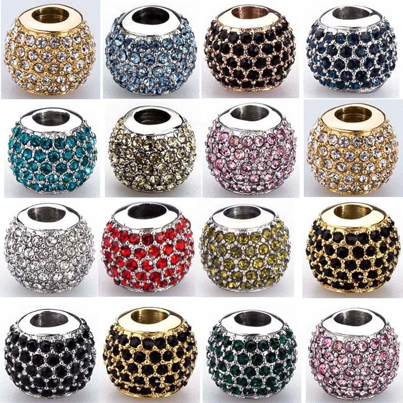 Afxsion fashion jewelry DIY stainless steel European beads titanium snake chain color diamond charm bracelet