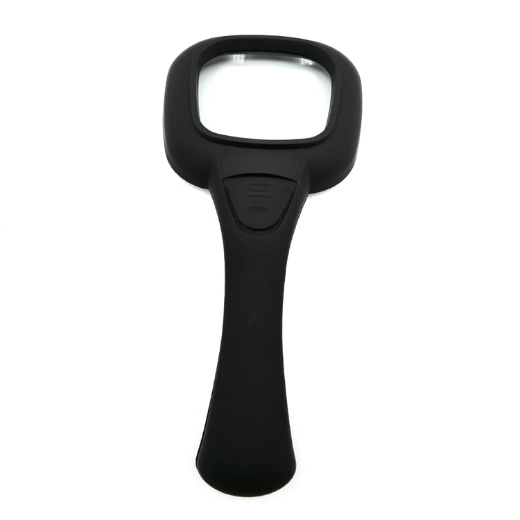Rubber Coating Square handheld with 5 white leds 1 uv led magnifying glass lighted magnifier