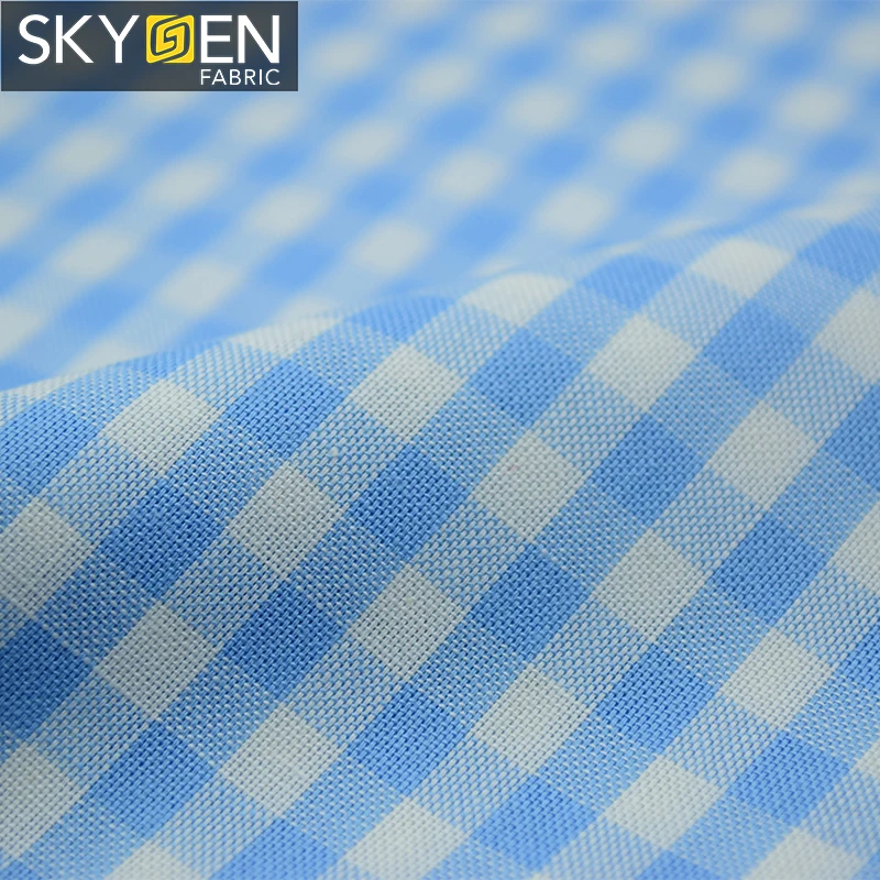 Skygen high quality Guangdong texture stock lot shirt yarn dyed 100 cotton check oxford fabric for shirt