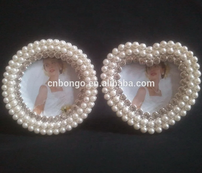 3x3 round pearl jewelled metal  picture frame gifts favor