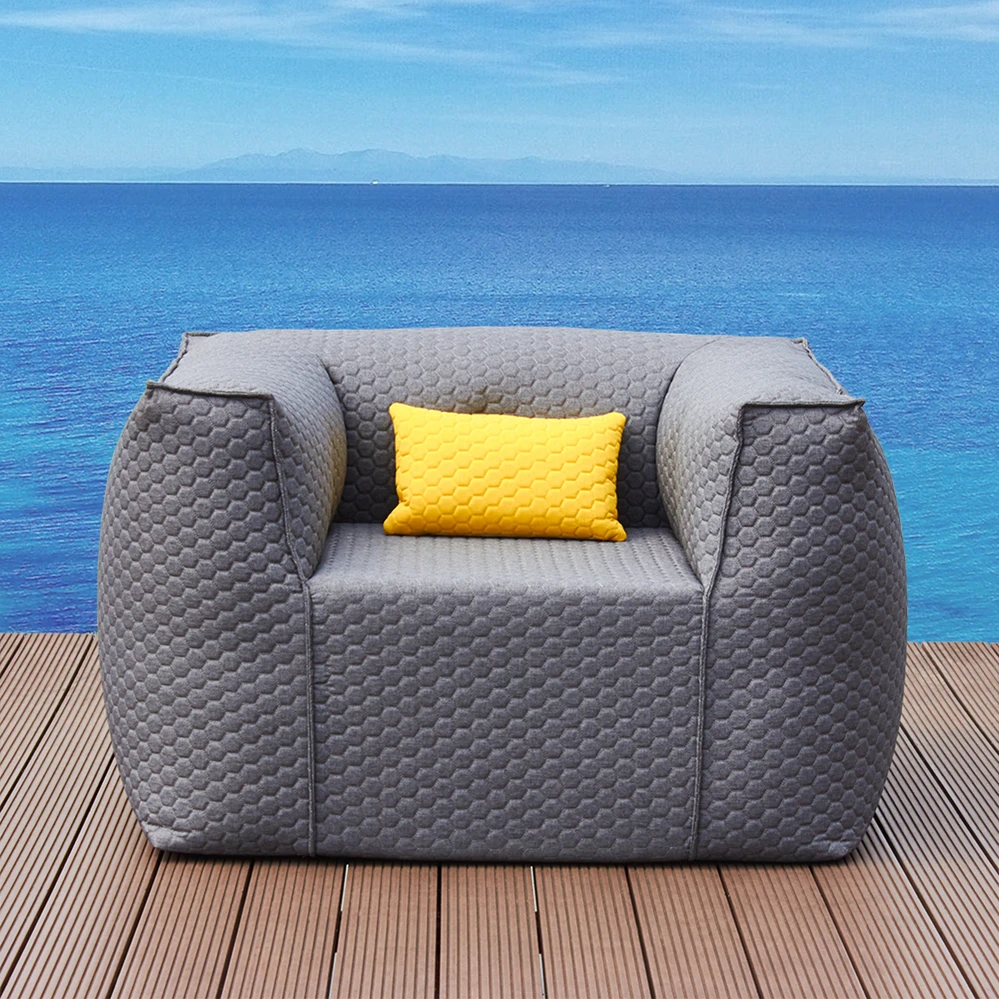 Embroidered Innovation Design Dark Grey Armchair Removable Cover Waterproof Beanbag Chair Outdoor furniture