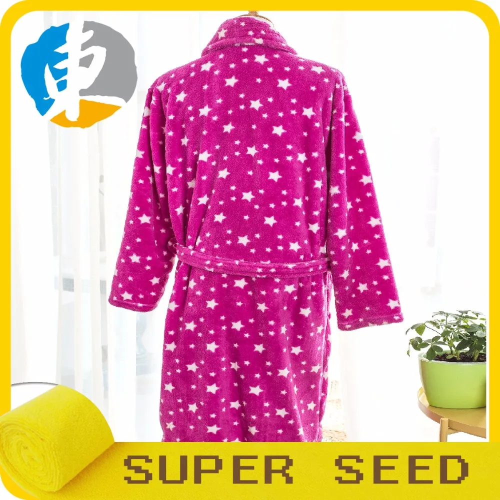 Custom silk screen print soft bathrobe for women