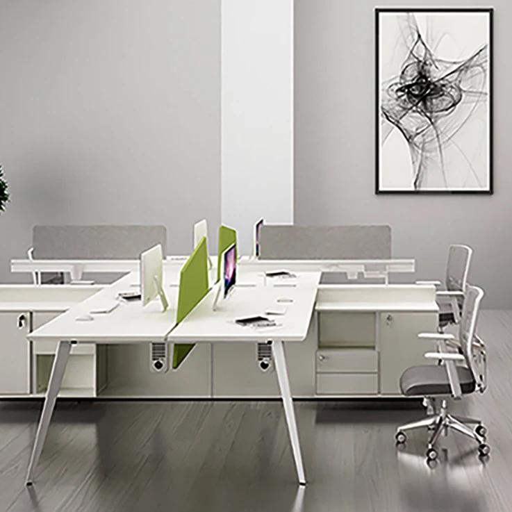 
Factory selling 4 people layout office secretary workstation staff modular cubicle office table computer desk green material 
