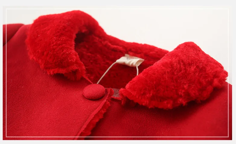
Suede fabric fleece lining cute baby toddler girls winter coat 