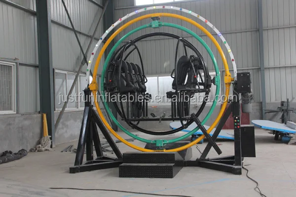 3 or 4 seats rotating human gyroscope thrilling 3D space ring for sale in theme park rides