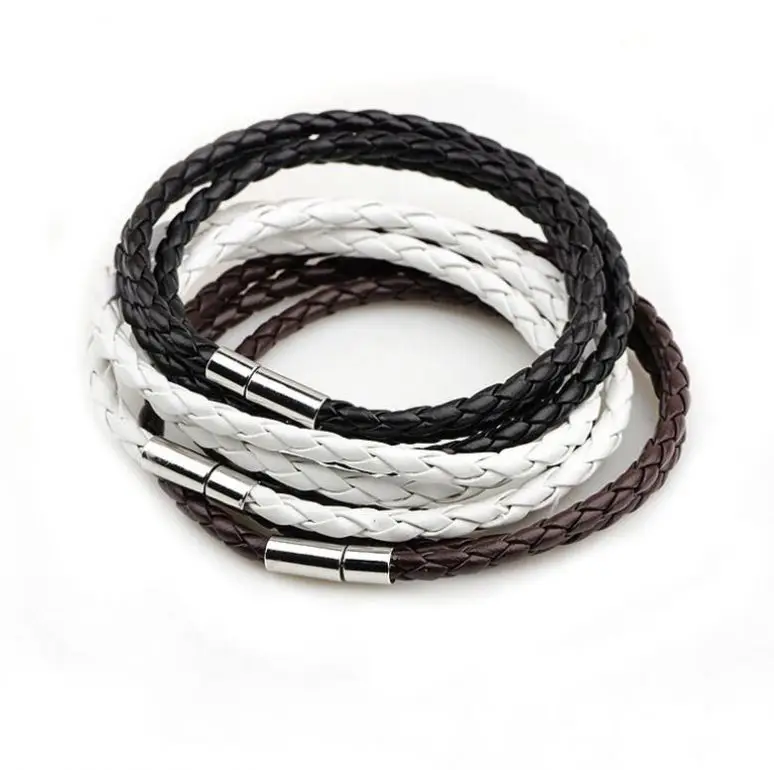 2016 Rellecona, плетеный кожаный браслет, ювелирные изделия из нержавеющей стали с застежкой для девочек