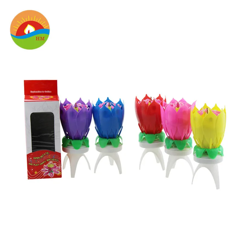 lotus flower music fireworks birthday cake candle with high quality and cheapest Price