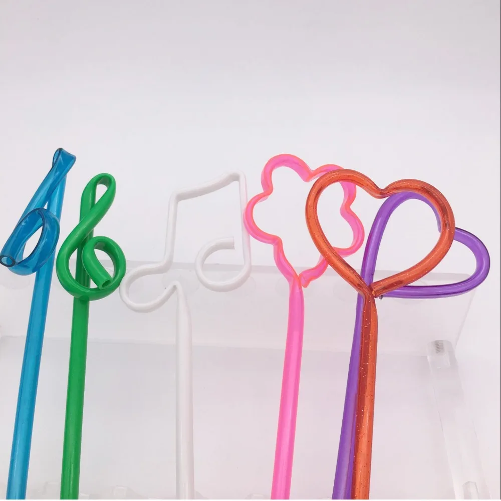 Music note Heart Shaped drinking Straw Plastic Ball Pen