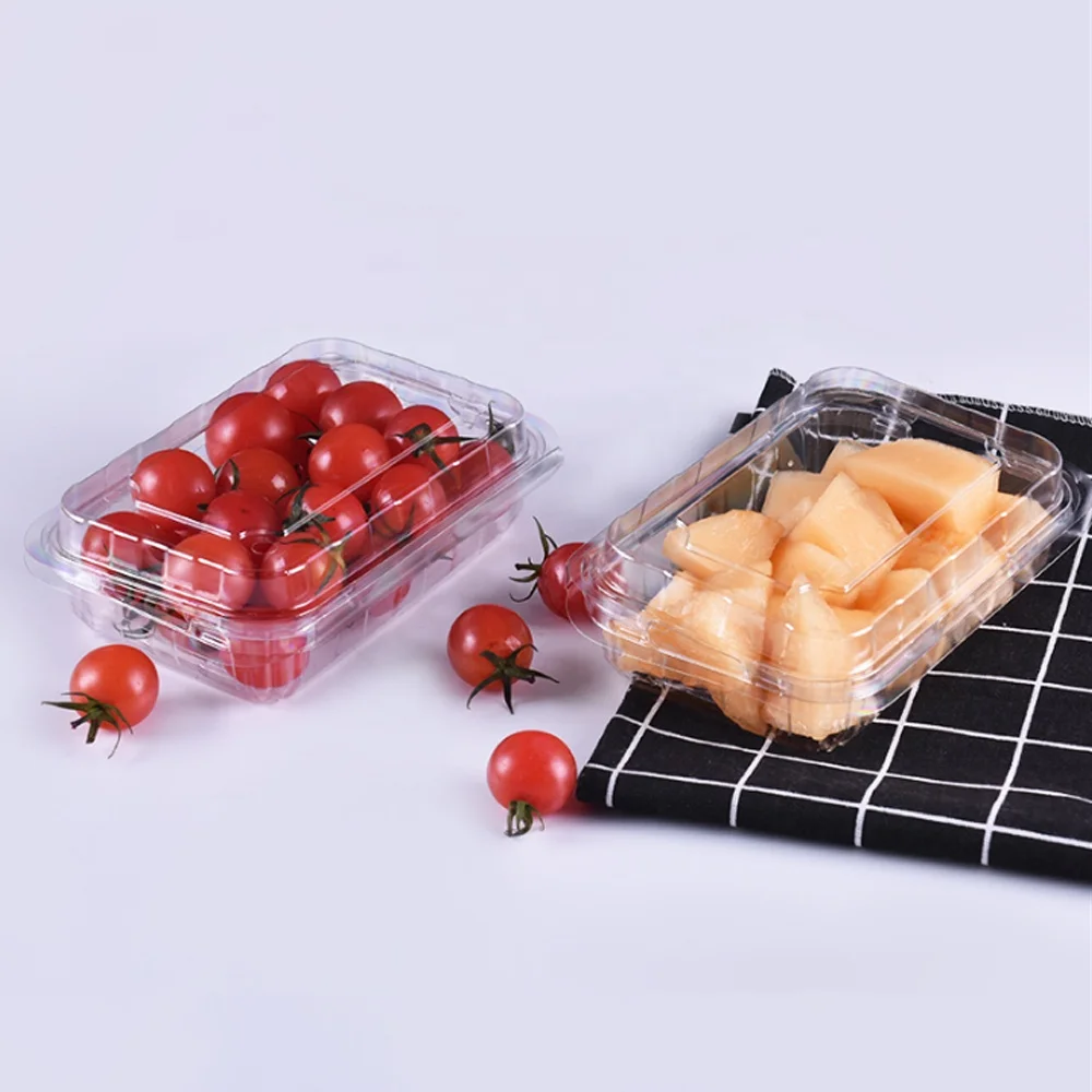 Прозрачный пластиковый RPET/PET одноразовый салат 300 г прямоугольный контейнер с крышкой коробка для фруктов