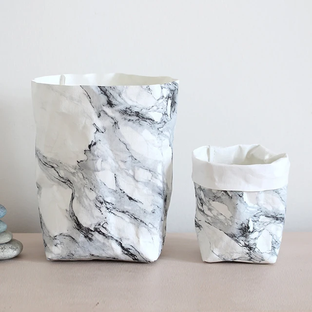 Marble pattern paper bag, washable paper flower pots paper flower pot cover