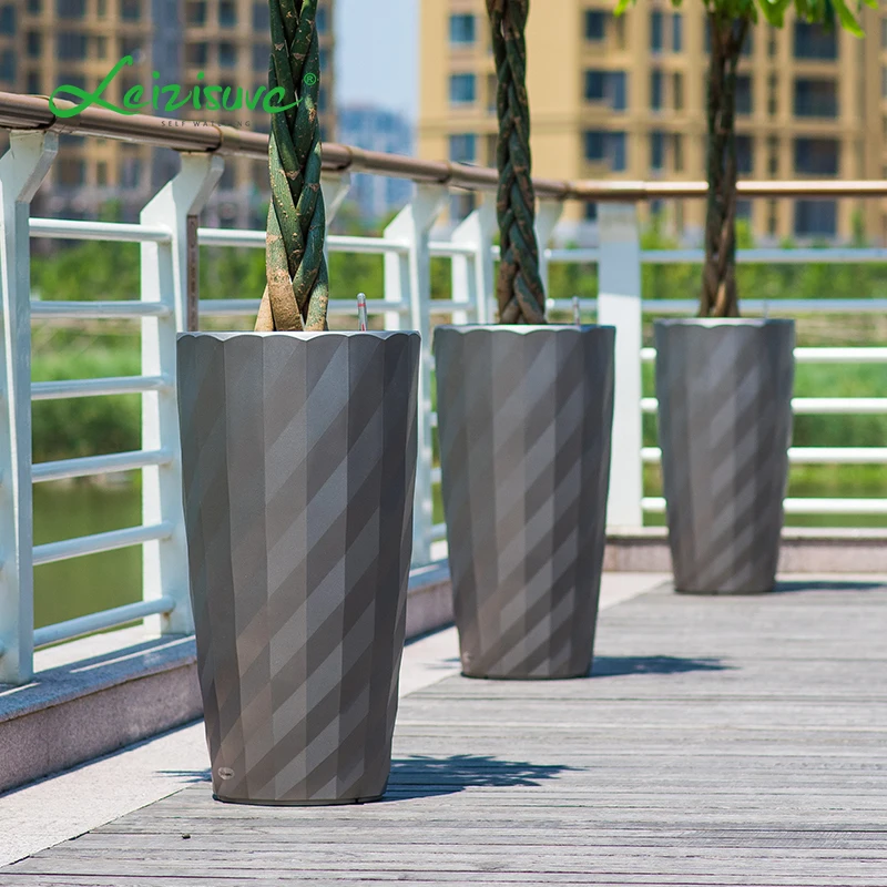 Leizisure Floor Tall Big Plastic Flower Chinese Homes Garden Large Container Fiberglass Planter Pots Vase for Tree