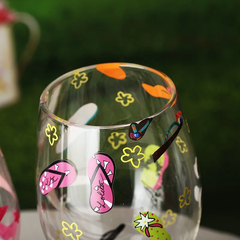 
Wholesale Hand Painted Gift Set Decorative Goblet Red Wine Glass Cup 