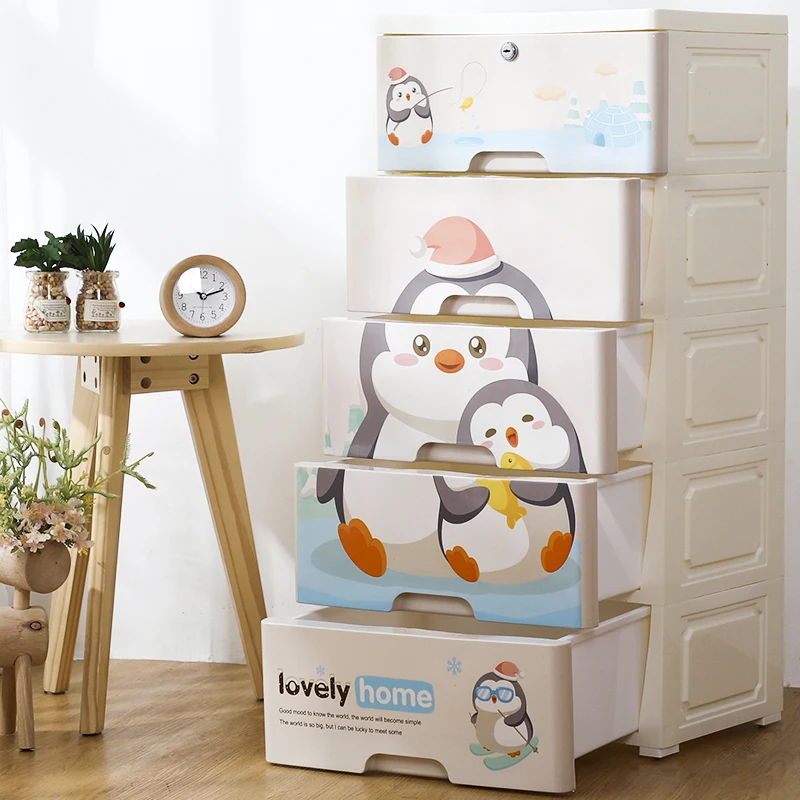 
Cartoon patten kids baby plastic wardrobe wtih lock 