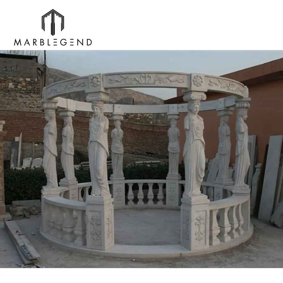 
Greek Style Factory Price Natural Stone China Limestone Woman Statues Gazebo 