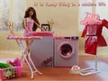 White and Pink Dollhouse Laundry Center Sets Washing Machine Ironing Table Hangers Furniture Accessories for Barbie