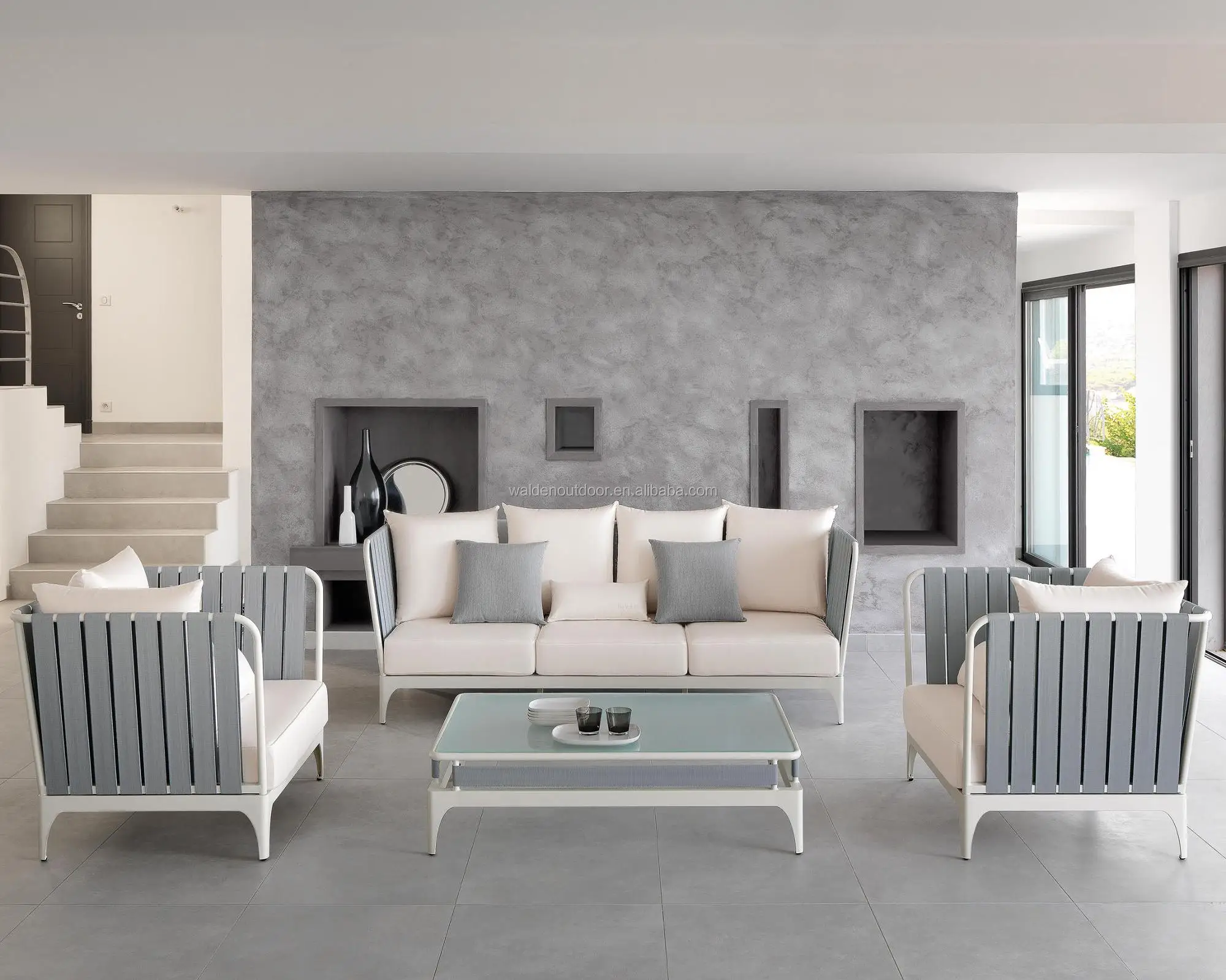 2019 г., уличный модульный диван Walden, садовый веревочный комплект мебели, алюминиевая мебель, наборы плетеных диванов для патио