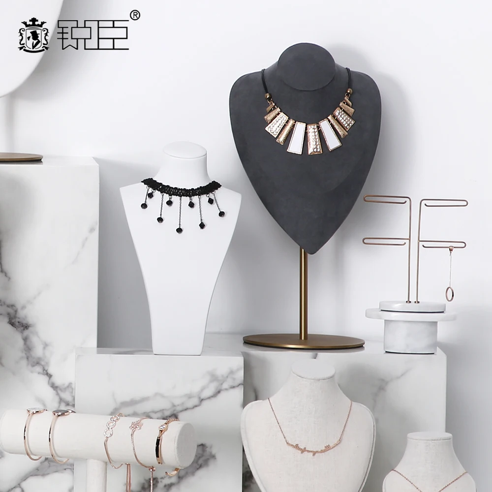 Luxury Commercial  Jewelry Window Display Rack  Necklace Display Set Bust Female Display Mannequin  Head Jewelry Stand