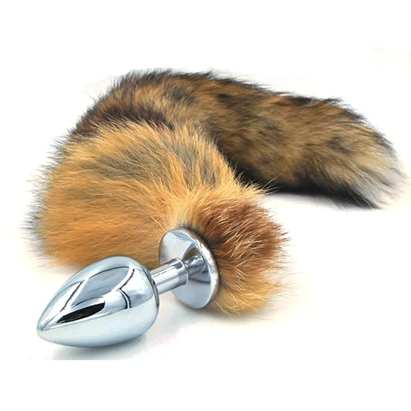 metal fox tail anal butt plug cat tail sex products