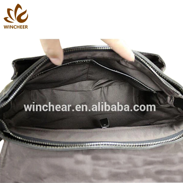 China manufacture black smooth mens messenger bag men satchel unique leather lawyer briefcase