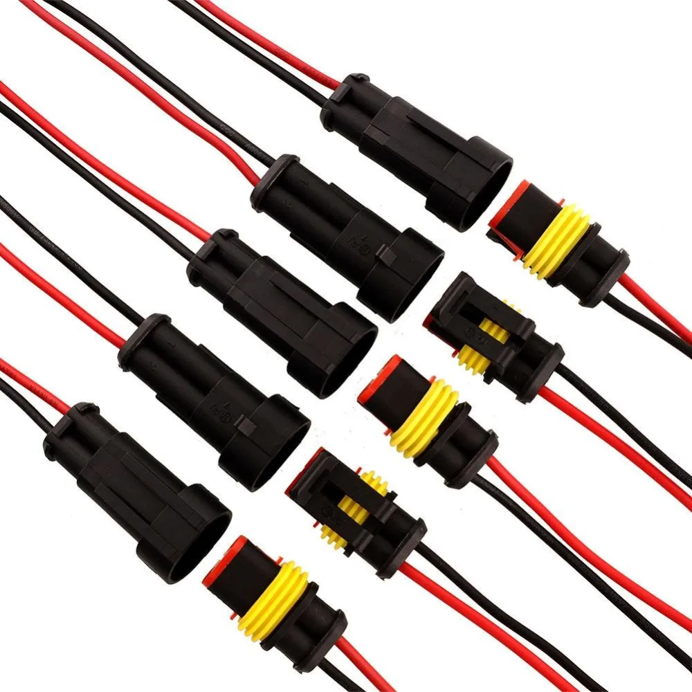 Free shipping  1pair 2 Pin Way 2P 2PIN Car Waterproof Electrical Connector Plug with Wire Cable AWG Marine HID Plug Car