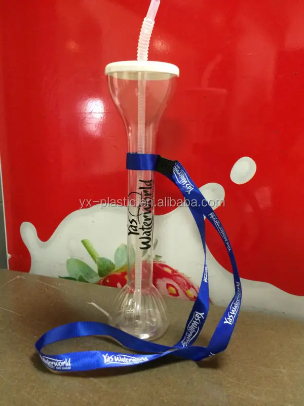 Plastic Yarder in classic design for beer or slushy cup with lanyard