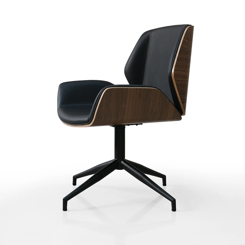 HE340 Modern design low back armless bent wood leather cafe office task chair