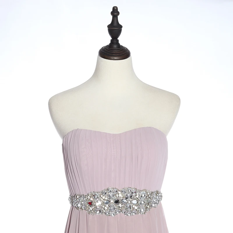 
Beaded bridesmaid party dresses chiffon off shoulder evening dress peach color 