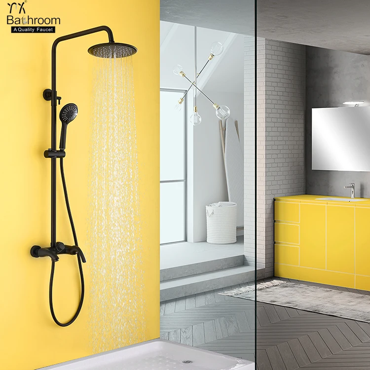 
Kaiping faucet Bathroom sanitary ware exposed matte black 100% brass body shower set bathroom taps faucet bathroom tapware 