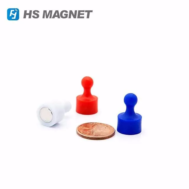 super strong permanent neodymium plastic customized Whiteboard Magnets Push Pins for Refrigerator,School and Office kitchen