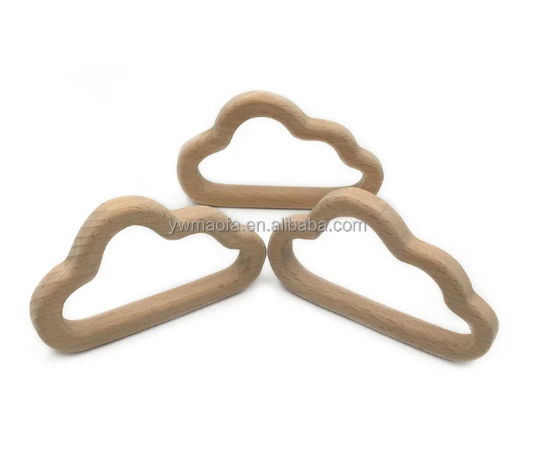 Wholesale Eco-friendly Beech Wooden Cloud Shaped Teething Components for baby Chewing Teether Toys