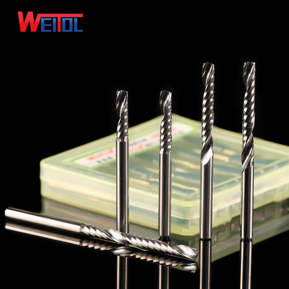WeiTol cnc tool in milling cutter carving tools with single flute cnc machine tools for acrylic N Spiral Bit 3.175 mm series