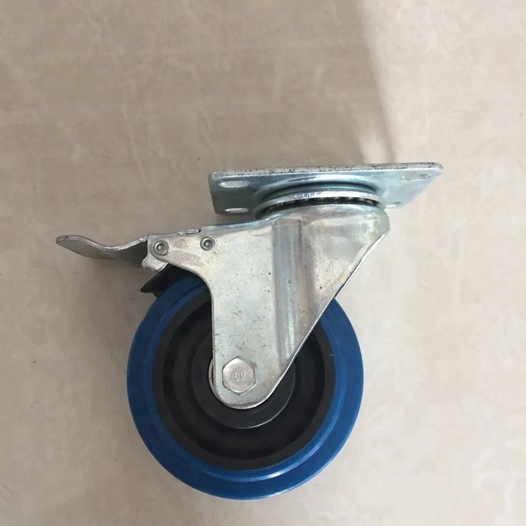 Heavy Duty Industrial Hardware Pu Castor Trolley Square Cup accessories Caster with locking luggage wheel