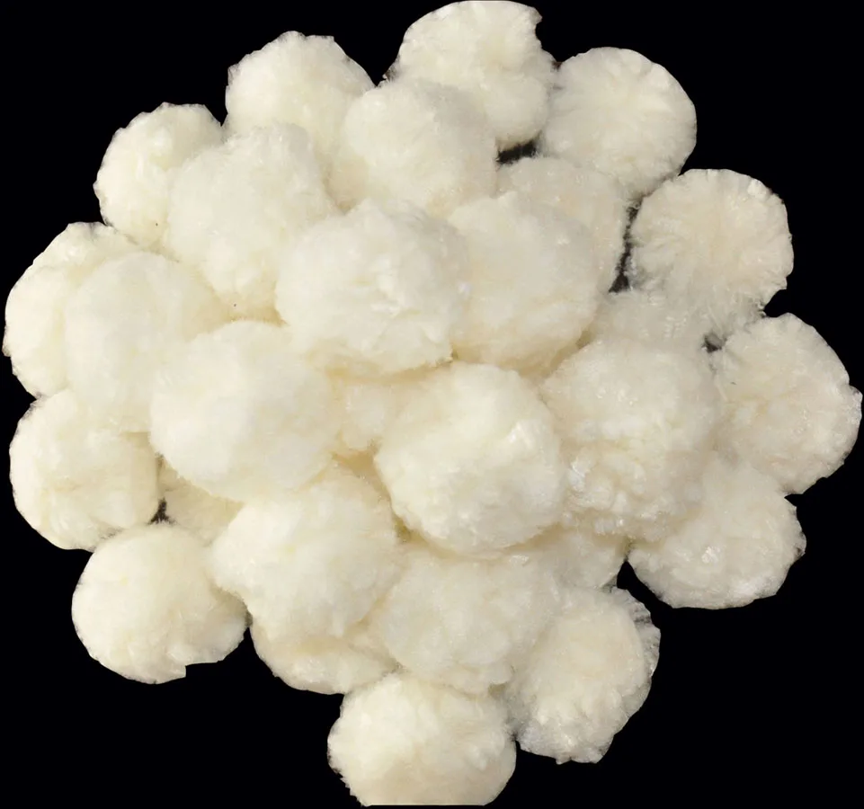 Polyester modified fiber ball for crude oil separation water treatment
