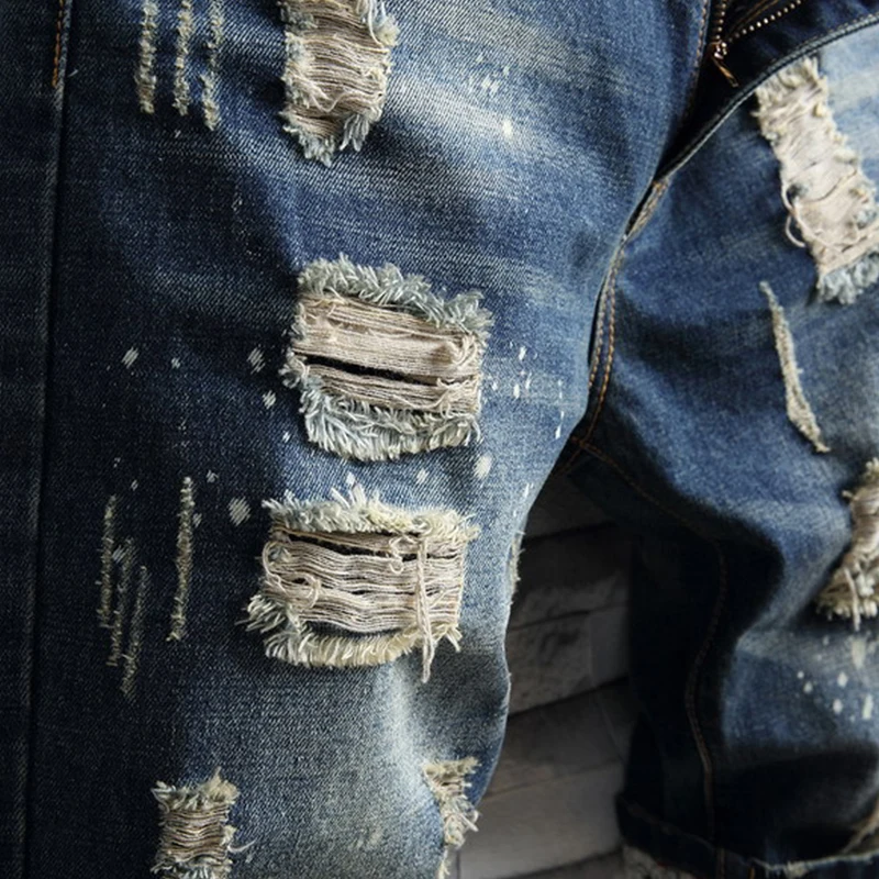 Men Jean Shorts Vintage Slim Straight Denim Cotton Jeans Pants Fashion Shorts