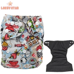 Lokeystar Pink Monkey Bamboo Charcoal Snap Button Adjustable Portable Waterproof Diaper Pants Baby Cloth Diapers