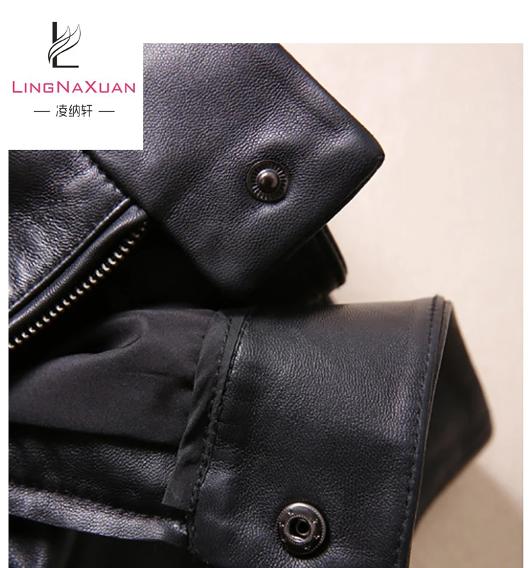 
2018 Winter Short mini pleated Genuine Leather Fashion Skirt 