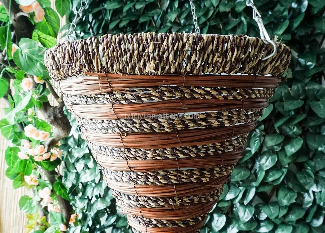 
Customized Size Cone Hanging Basket with Plastic Liner for Outdoor/indoor Decoration Flower Plant Pots 
