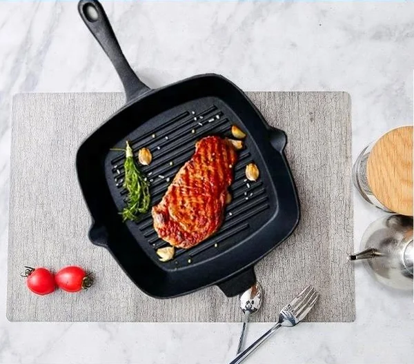 Color Enamel Cast Iron Steak Korea BBQ Grill Pot Pan For Fireplace