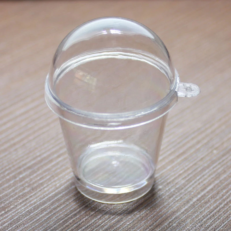 Plastic mini diy empty keychain snow acrylic cup keychain cup