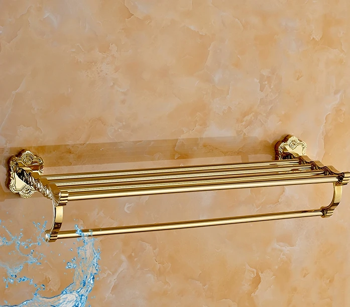 
Art Carving Household Hotel Bathrooms Accessories Wall Mounted Gold Towel Rack BM15288 Towel Shelf 