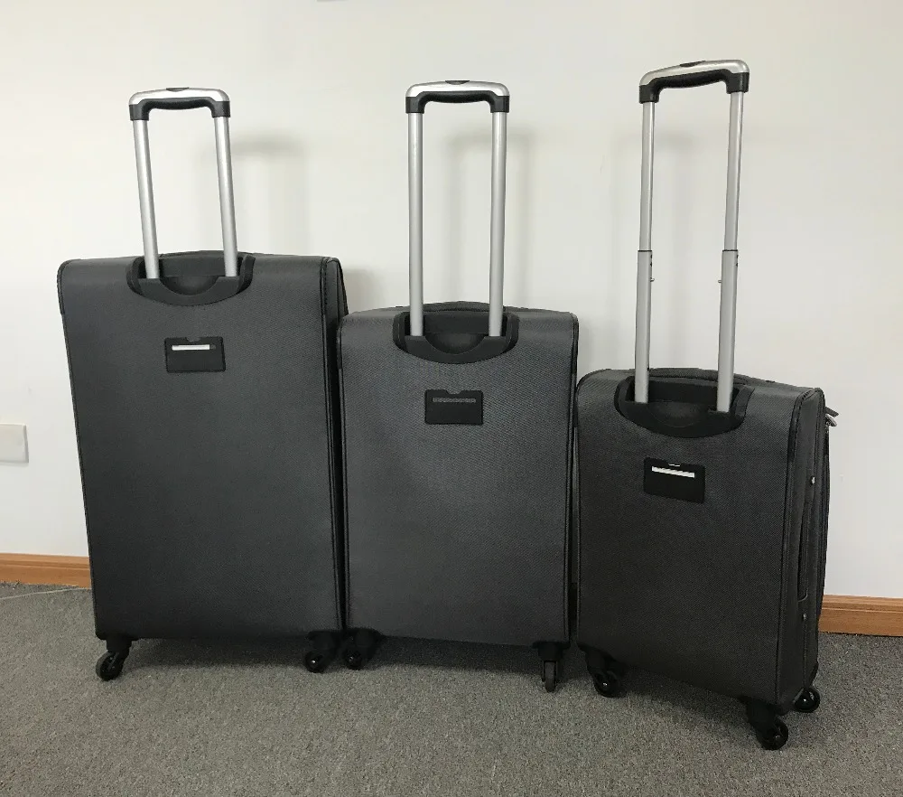 pretty 3 piece trolley luggage set fabric suitcase