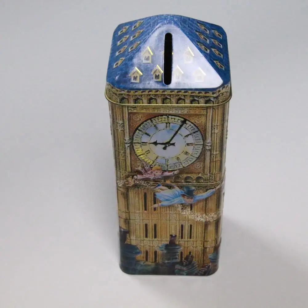 big ben shape piggy bank/coin collection tin can box