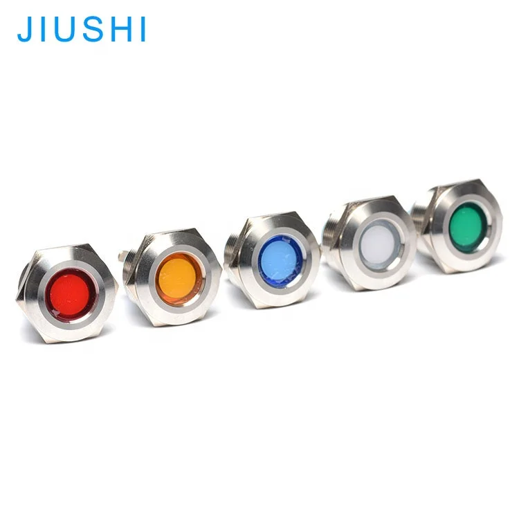 Металлический светодиодный индикатор A22-CC 22 мм, водонепроницаемый, красный, синий, желтый, зеленый, белый, 12 В, 24 В