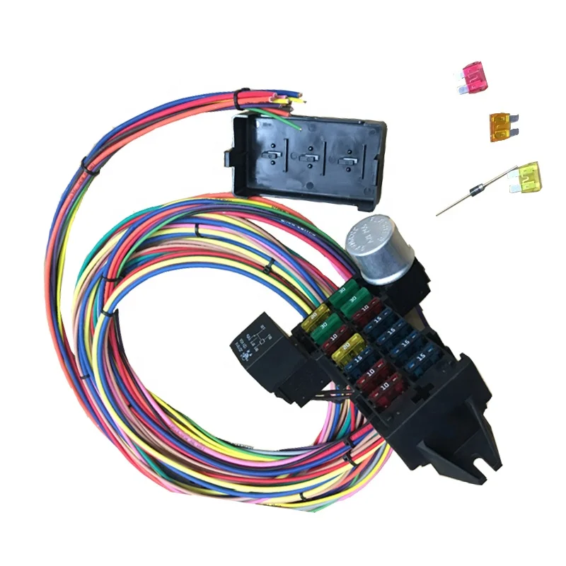 12 CIRCUIT UNIVERSAL WIRE HARNESS MUSCLE CAR PARTS HOT ROD STREET ROD NEW