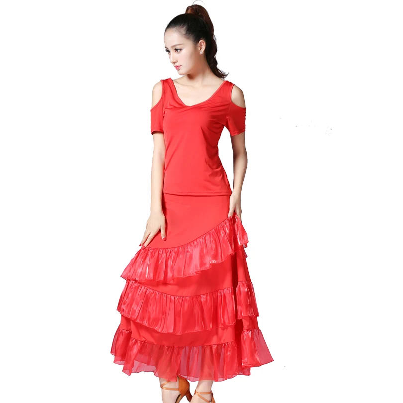 Standard Ballroom Dance Stage Competition Practice Ballroom Dance Costumes for Women Waltz Dance Tango Standard Tops & Skirt