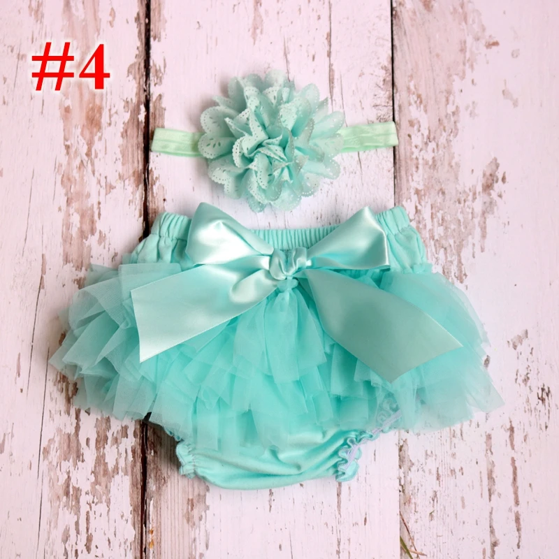 
Girls Mesh TUTU Bloomers Sets With fabric flowers Headbands Kids Infant PP pants Underwear 