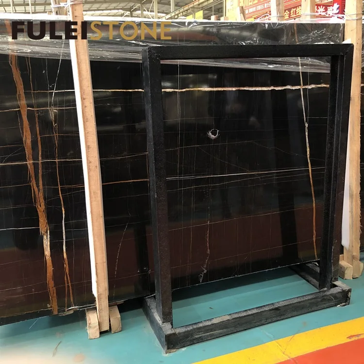 
 Высококачественные Натуральные полированные мраморные плиты Sahara Noir  