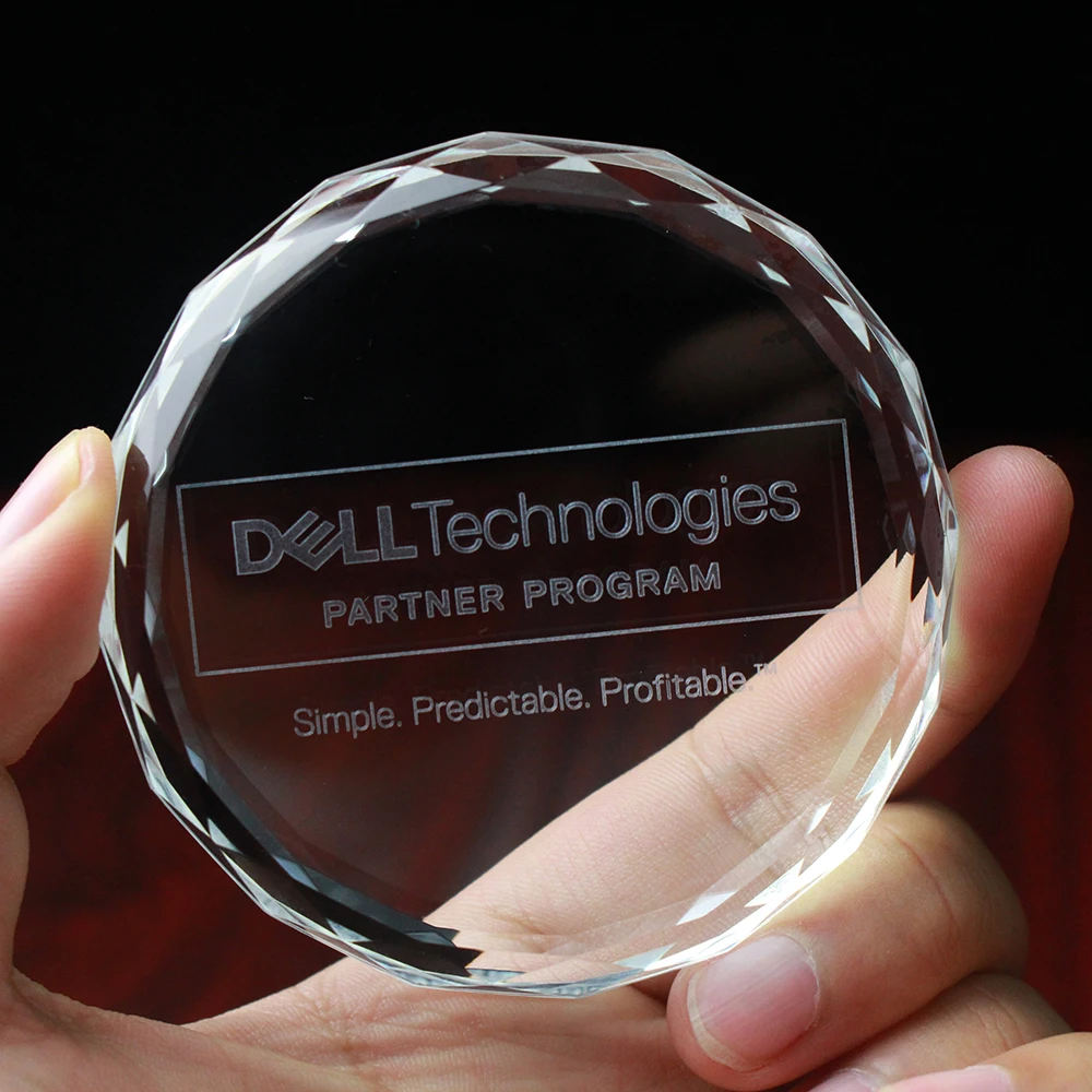 Top Quality Glass Paperweight Round Faceted Blank Crystal Paperweight