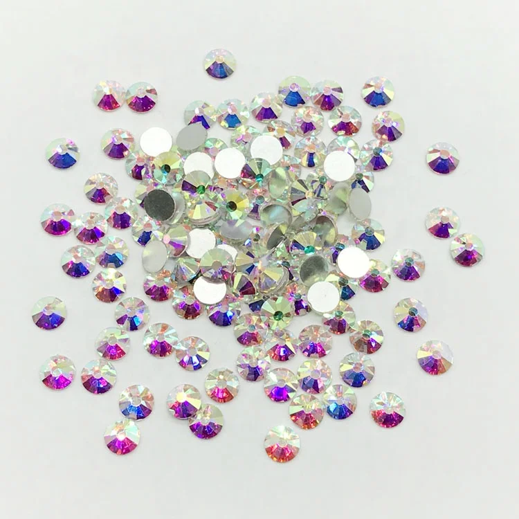 Заводская распродажа, стеклянные бусины 5 мм, кристалл ab без горячей фиксации, стразы с плоским основанием