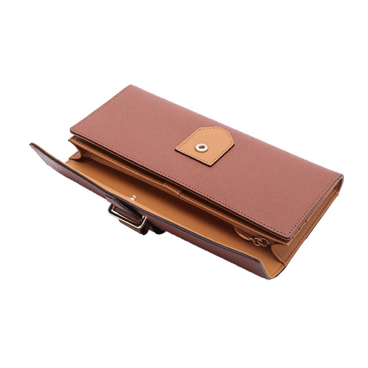 Tri-fold designer ladies long style wallet women leather clutch purse